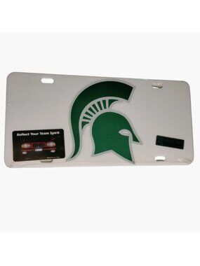Michigan State Spartan License Plate Green Logo Collegiate MSU Reflective